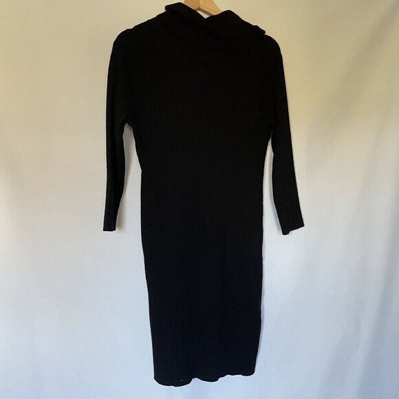 Tommy Hilfiger black knit cowl long sleeved maxi dress women's L rayon nylon - Picture 7 of 7